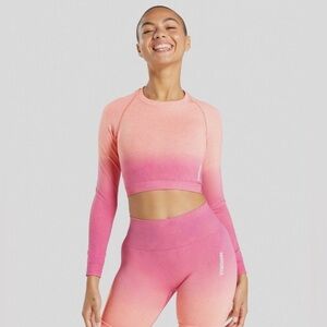 Gym Shark Adapt Ombre Long Sleeve Crop Top | Size Large
